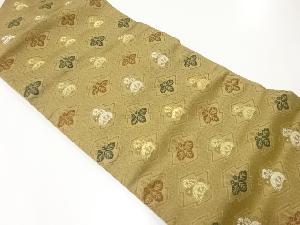 アンティーク　松皮菱に菊・桐模様織出し名古屋帯（着用可）